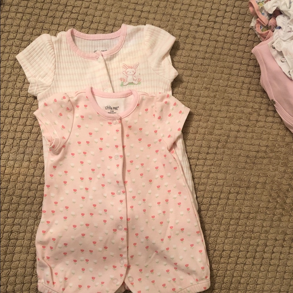 Little Me Pink Short-Sleeve One-Piece Rompers - 2-Pack